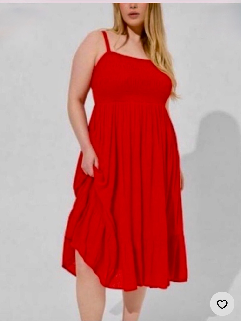 Torrid Red Midi Washable Gauze Sundress with Adjustable Straps